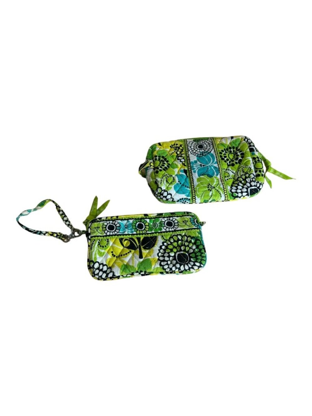 Vera Bradley Small Plastic Lined Cosmetic Bag With Zipper & Matching Wallet